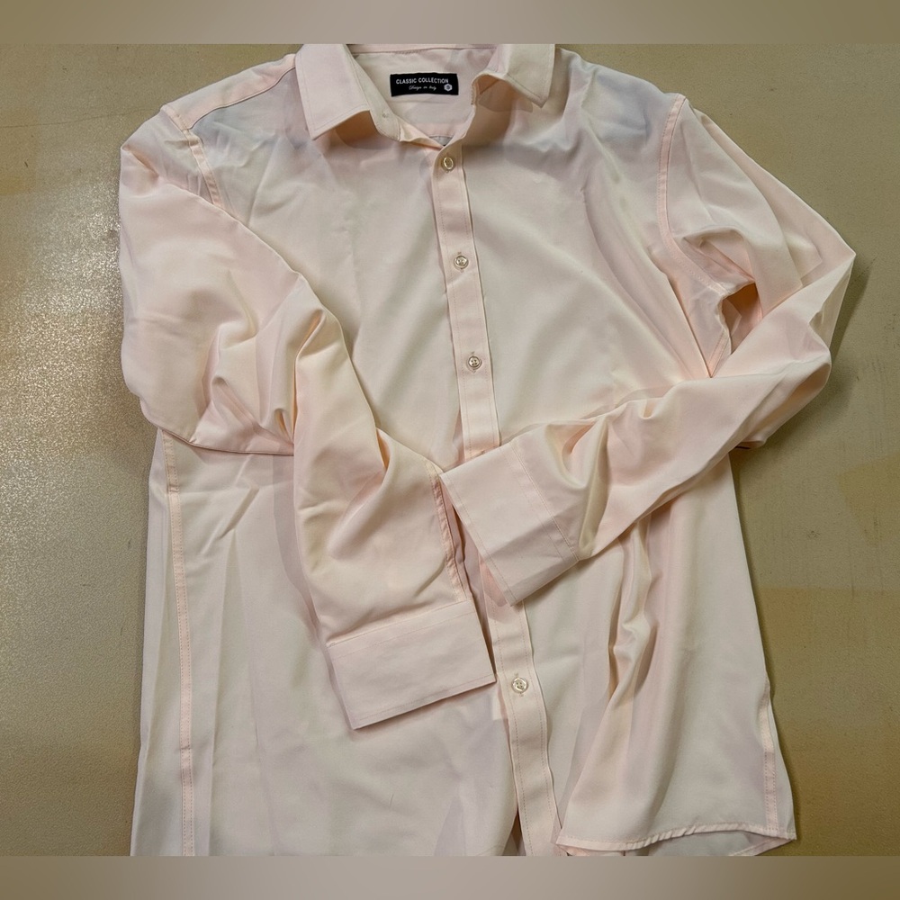 IC COLLECTION Men's Cream Dress Shirt